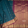 Peacock Blue Stripes Silk Saree With Peacock Design And Gold Zari Border
