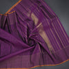 Purple Silk Saree With Malli Moggu Design And Checked Border