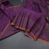 Purple Silk Saree With Malli Moggu Design And Checked Border