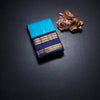 Blue Brocade Thread Work Silk Saree And Rettapet Border
