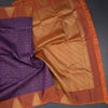 Dark Purple Thread Work Silk Saree And Temple Design On Border