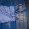 Ice Blue Thread Work Silk Saree With Leaf Design