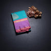 Turquoise Blue Silk Saree With Peacock Design And Thread Border