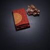 Brick Red Borderless Thread Work Saree And Contrast Pallu