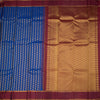 Dark Blue Silk Saree With Peacock Buttas And Maroon Border