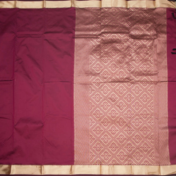 KSSMLSR42089-2-Semi-Silk-Maroon-Plain-Saree-And-Zari-Border-full-veiw