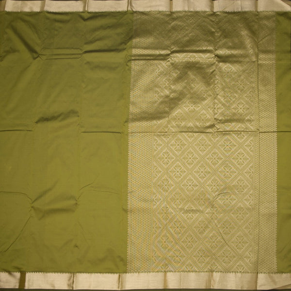 KSSMLSR42094-2-Semi-Silk-Olive-Green-Plain-Saree-And-Zari-Border-02-full-veiw