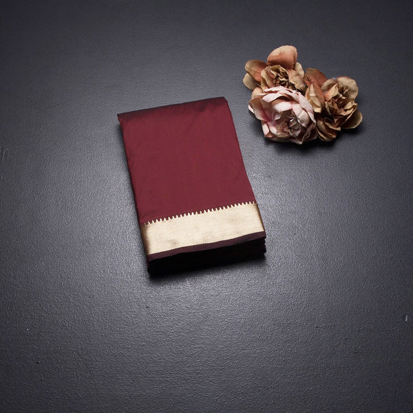 KSSMLSR42109-1-Semi-Silk-Plain-Maroon-Saree-And-Zari-Border-fold