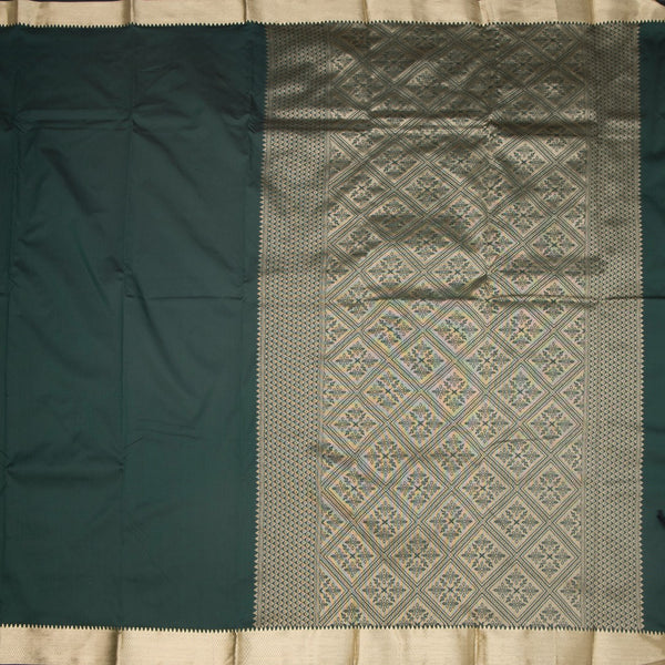 KSSMLSR42110-2-Semi-Silk-Plain-Dark-Green-Saree-And-Zari-Border-full-veiw