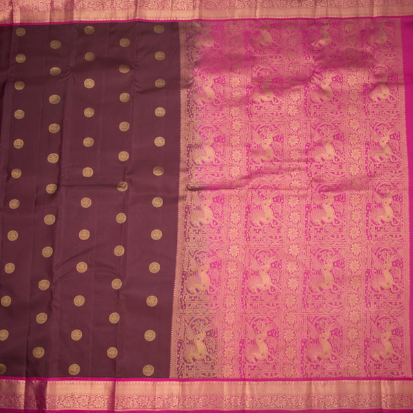 KSSMLSR42230-2-Maroon-Silk-Saree-With-Chakra-Buttas-And-Gold-Zari-Border-full-veiw