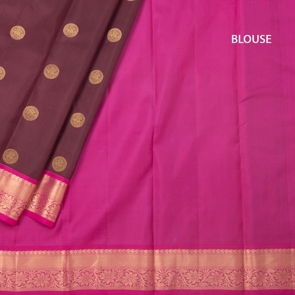 KSSMLSR42230-4-Maroon-Silk-Saree-With-Chakra-Buttas-And-Gold-Zari-Border-blouse