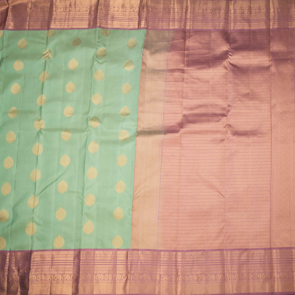 KSSMLSR42231-2-Pista-Green-Silk-Saree-With-Floral-Zari-Buttas-And-Gold-Zari-Border-full-veiw