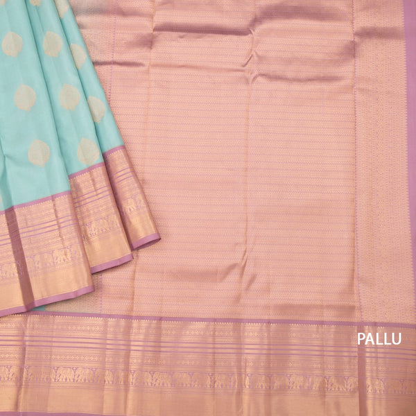 KSSMLSR42233-3-Light-Blue-Silk-Saree-With-Floral-Zari-Buttas-And-Gold-Zari-Border-pallu