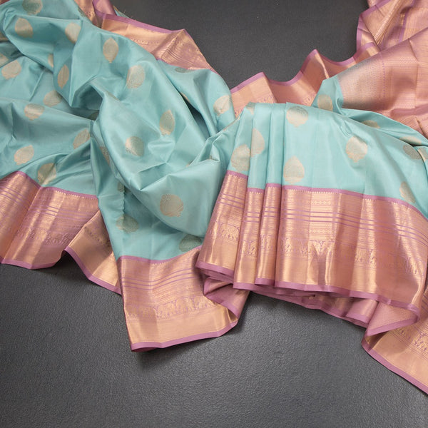KSSMLSR42233-Light-Blue-Silk-Saree-With-Floral-Zari-Buttas-And-Gold-Zari-Border-main