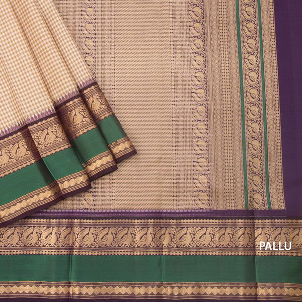 KSSMLSR42237-3-Multi-Colour-Checked-Silk-Saree-And-Zari-With-Thread-Temple-Border-03-pallu