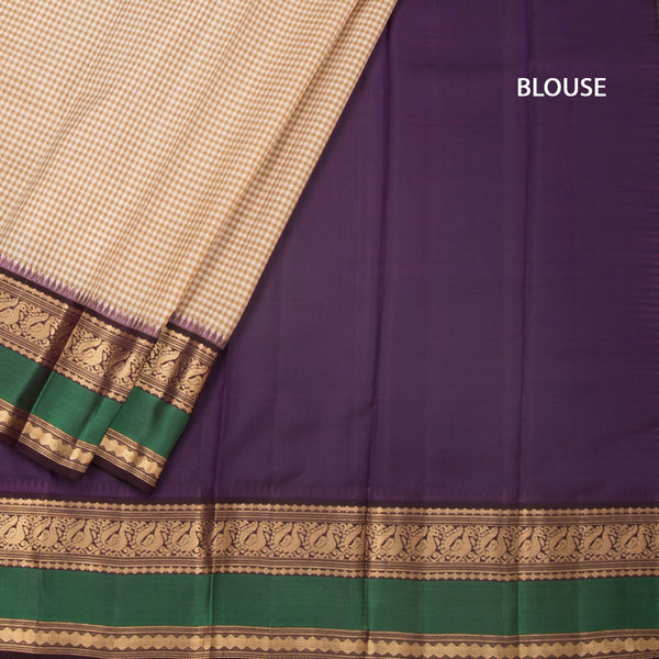 KSSMLSR42237-4-Multi-Colour-Checked-Silk-Saree-And-Zari-With-Thread-Temple-Border-03-blouse
