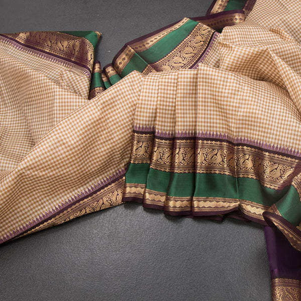 KSSMLSR42237-Multi-Colour-Checked-Silk-Saree-And-Zari-With-Thread-Temple-Border-03-main