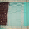 KSSMLSR42241-2-Dark-Brown-Checked-Silk-Saree-With-Peacock-And-Chakra-Buttas-And-Gold-Zari-Border-full-veiw