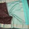 KSSMLSR42241-5-Dark-Brown-Checked-Silk-Saree-With-Peacock-And-Chakra-Buttas-And-Gold-Zari-Border-crush