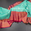 KSSMLSR42243-Turquoise-Blue-Zari-Checked-Silk-Saree-And-Pink-Gold-Zari-Border-main