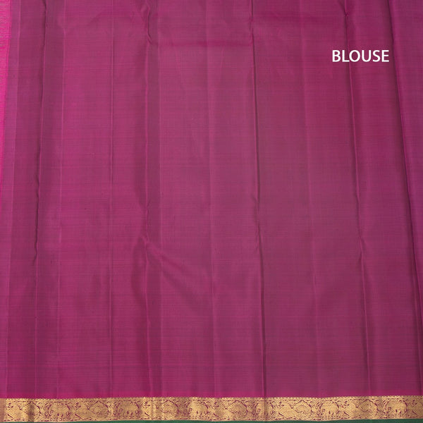 KSSMLSR42347-3-Dark-Green-Silk-Saree-With-Peacock-And-Chakra-Buttas-And-Zari-Border-blouse