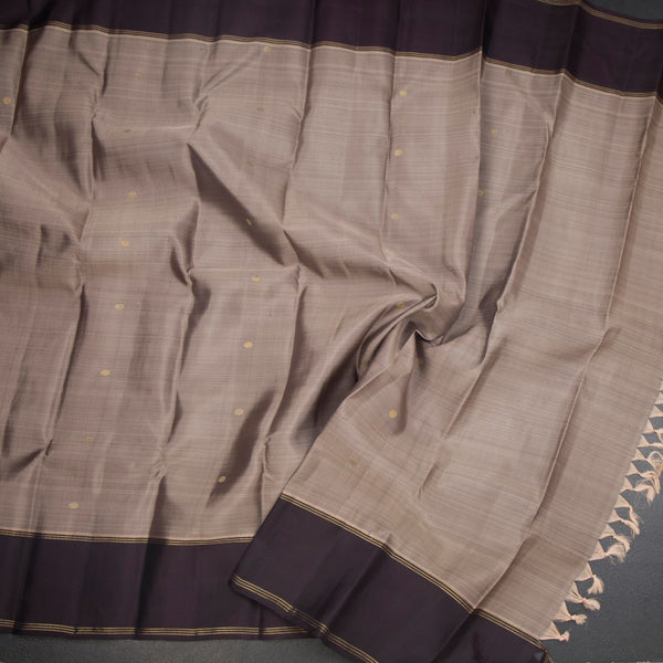 KSSMLSR42350-4-Light-Brown-Silk-Saree-With-Chakra-Buttas-And-Dark-Brown-Border-crush