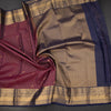 KSSMLSR42478-4-Dark-Pink-Checked-Silk-Saree-With-Birds-Buttas-And-Gold-Zari-Border-crush