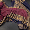 KSSMLSR42478-Dark-Pink-Checked-Silk-Saree-With-Birds-Buttas-And-Gold-Zari-Border-main