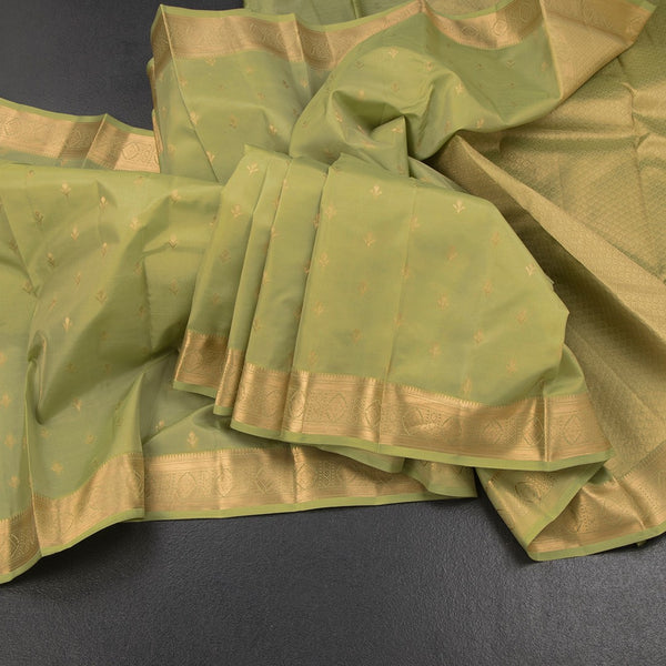 KSSMLSR42479-Pista-Green-Silk-Saree-With-Floral-Zari-Buttas-And-Gold-Zari-Border-02-main