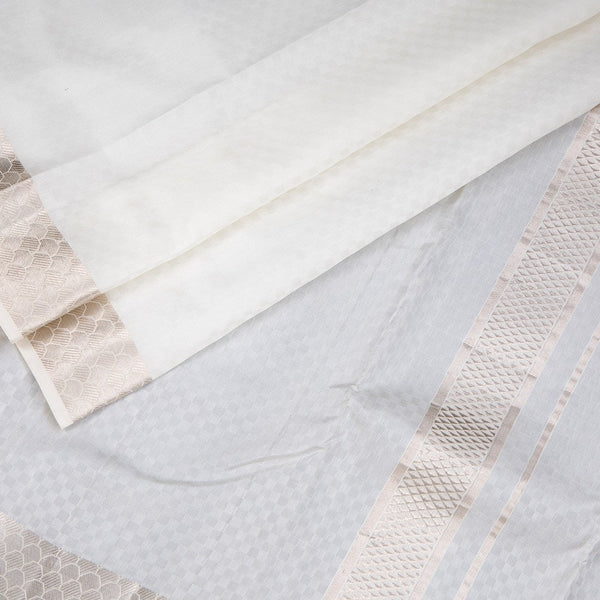 8 Mozham Designer Embossed Cream Silk Dhoti 140K 07