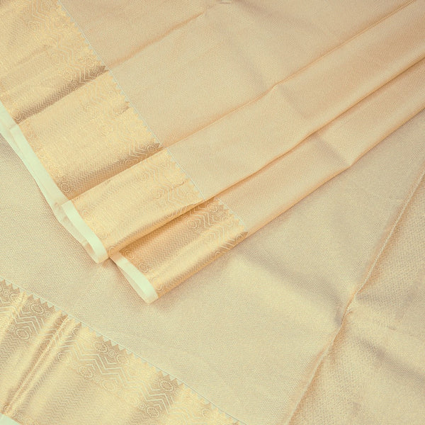 8 X 4 Designer Zig Zag Embossed Sandal Silk Dhoti With Angavastram and Matching Shirt Material