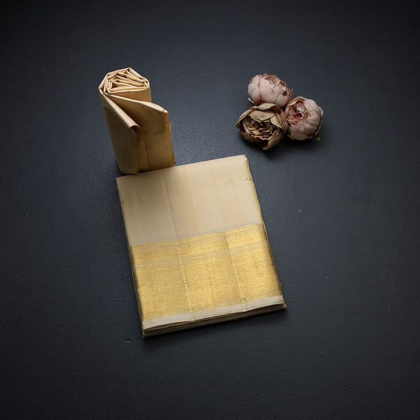 8 X 4 Plain Sandal Silk Dhoti With Angavastram and Matching Shirt Material 02