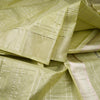 8 X 4 Zari Checked Pista Green Silk Dhoti With Angavastram and Matching Shirt Material