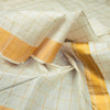 8 X 4 Zari Checked Off White Silk Dhoti With Angavastram and Matching Shirt Material