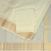 8 X 4 Plain Off White Silk Dhoti With Angavastram and Matching Shirt Material 03