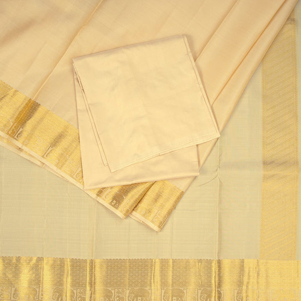 8 X 4 Plain Sandal Silk Dhoti With Angavastram and Matching Shirt Material 03