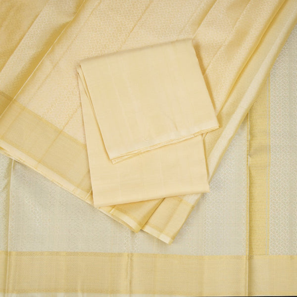 8 X 4 Designer Embossed Sandal Silk Dhoti With Angavastram and Matching Shirt Material 05