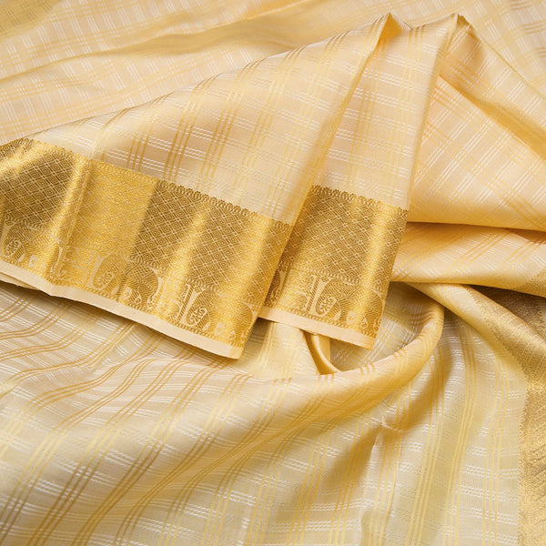 8 X 4 Zari Checked Sandal Silk Dhoti With Angavastram and Matching Shirt Material