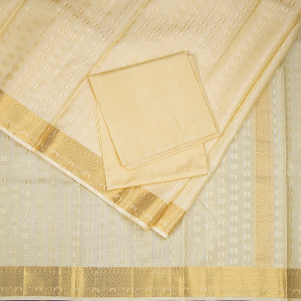8 X 4 Designer Embossed Sandal Silk Dhoti With Angavastram and Matching Shirt Material