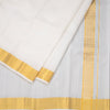 Designer Embossed Cream Silk Dhoti With Angavastram 8 X 4 100K 08