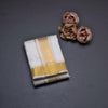 Designer Embossed Cream Silk Dhoti With Angavastram 8 X 4 100K 08