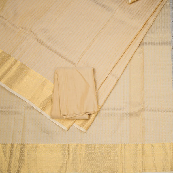 8 X 4 Sandal Embossed Silk Dhoti With Angavastram And Matching Shirt Material