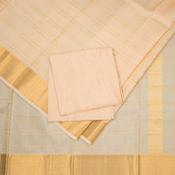 8 X 4 Sandal Zari Stripes Silk Dhoti With Angavastram And Matching Shirt Material