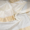 8 X 4 Cream Checked Silk Dhoti With Angavastram And Matching Shirt Material