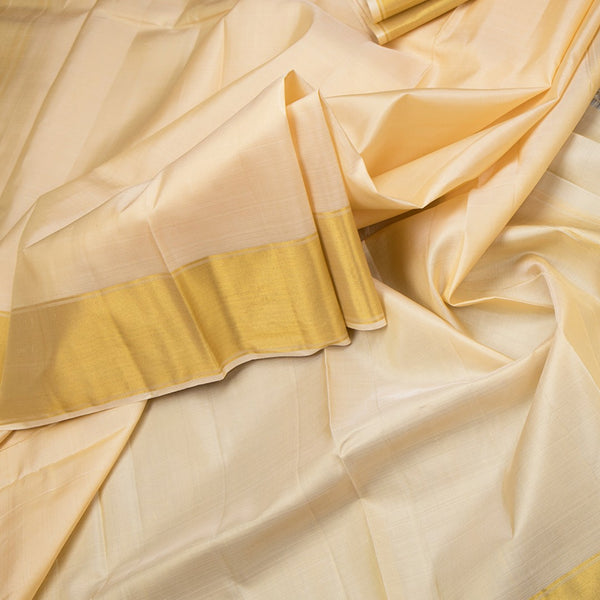 8 X 4 Sandal Plain Silk Dhoti With Angavastram And Matching Shirt Material