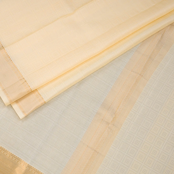 8 X 4 Sandal Embossed Silk Dhoti With Angavastram And Matching Shirt Material 03