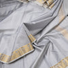 8 X 4 Grey Embossed Silk Dhoti With Angavastram And Matching Shirt Material