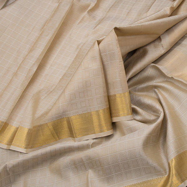 8 X 4 Cream Embossed Silk Dhoti With Angavastram And Matching Shirt Material