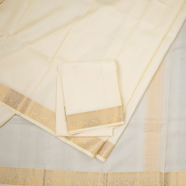 Cream Plain Silk Dhoti