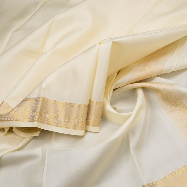 Cream Plain Pure Silk Dhoti